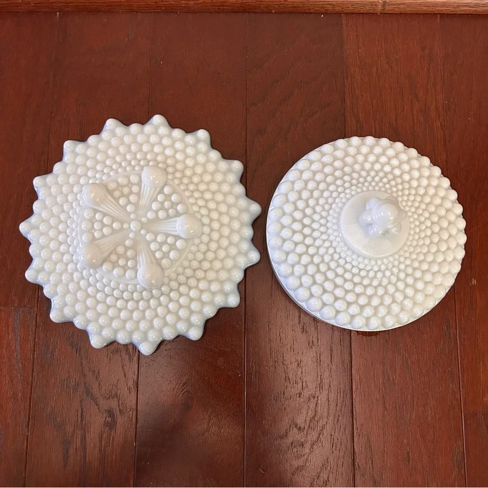 Westmoreland White American Hobnail Milk Glass Butter/Cheese Dome Covered Dish